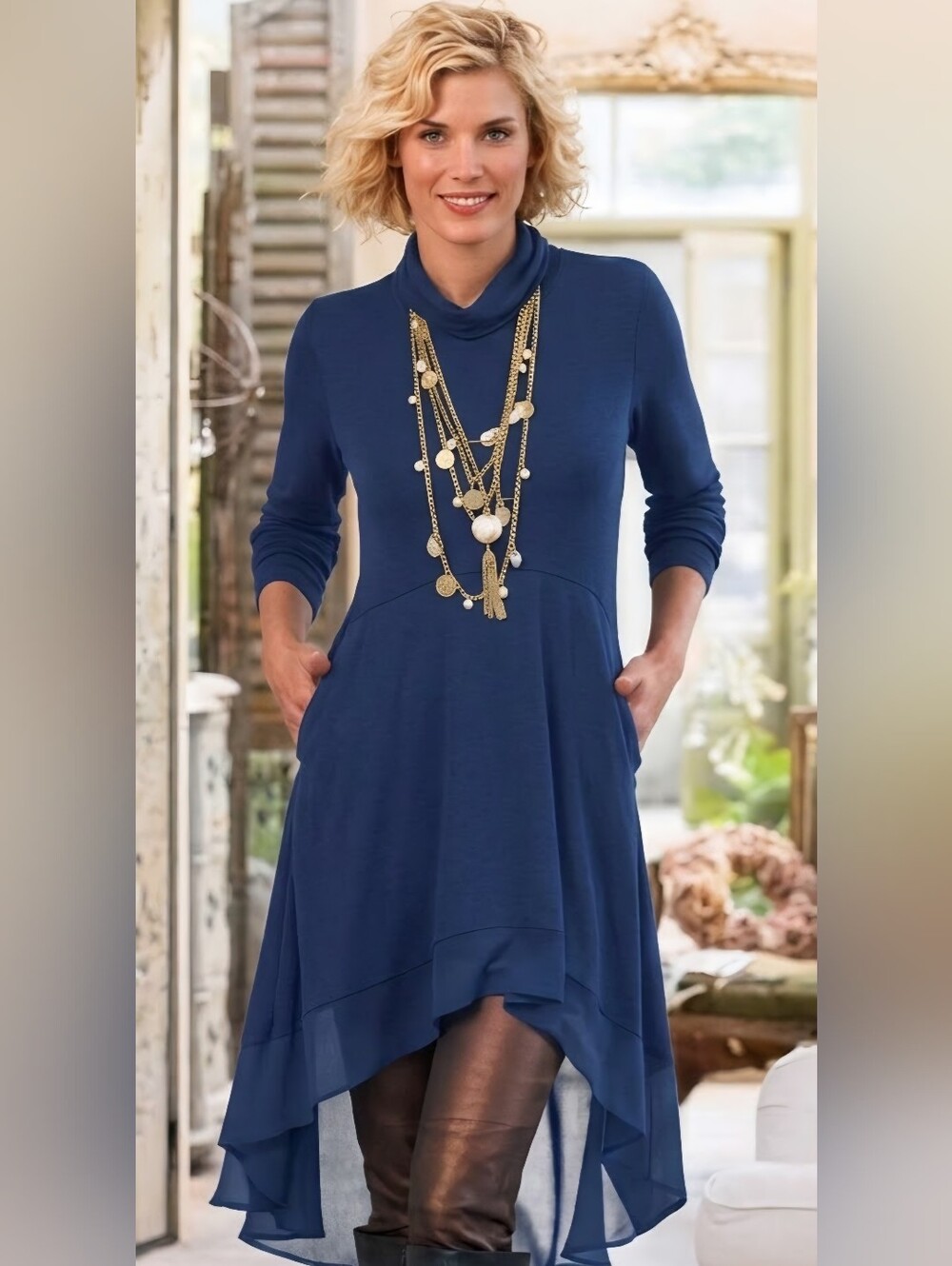 Soft Surroundings Crescent Moon Hi-Lo Tunic Women Size Small
